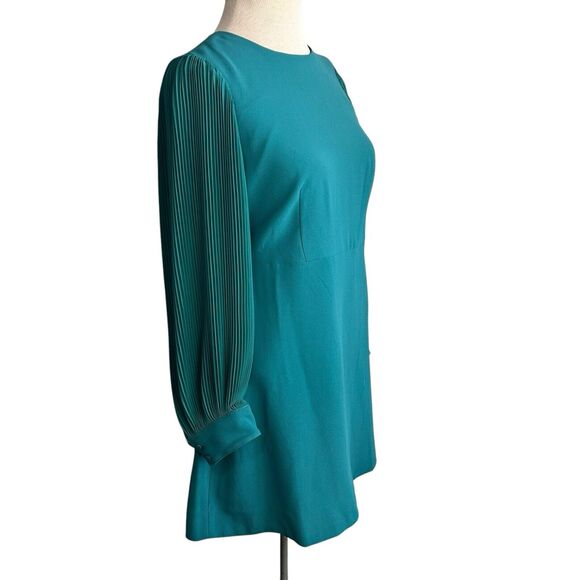J. Crew Dress Womens 4 Green Foggia Crepe Pleated Sleeves Cocktail NWT $170 - Picture 6 of 11